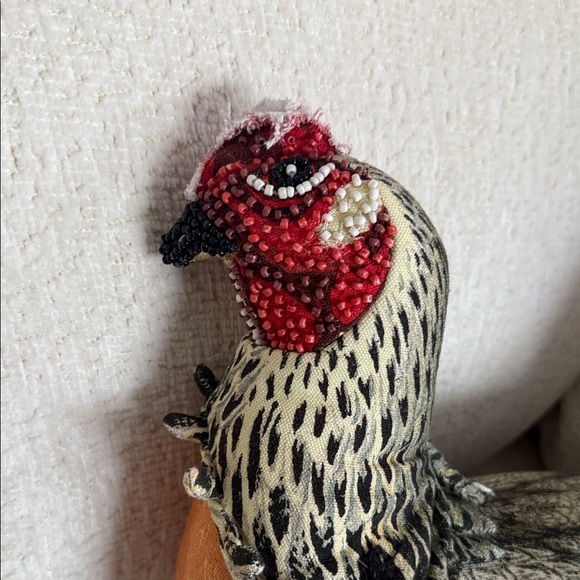 Beaded Chicken Embellished Seasonal Novelty Plush Pillow by John Derian NWT - Picture 6 of 9